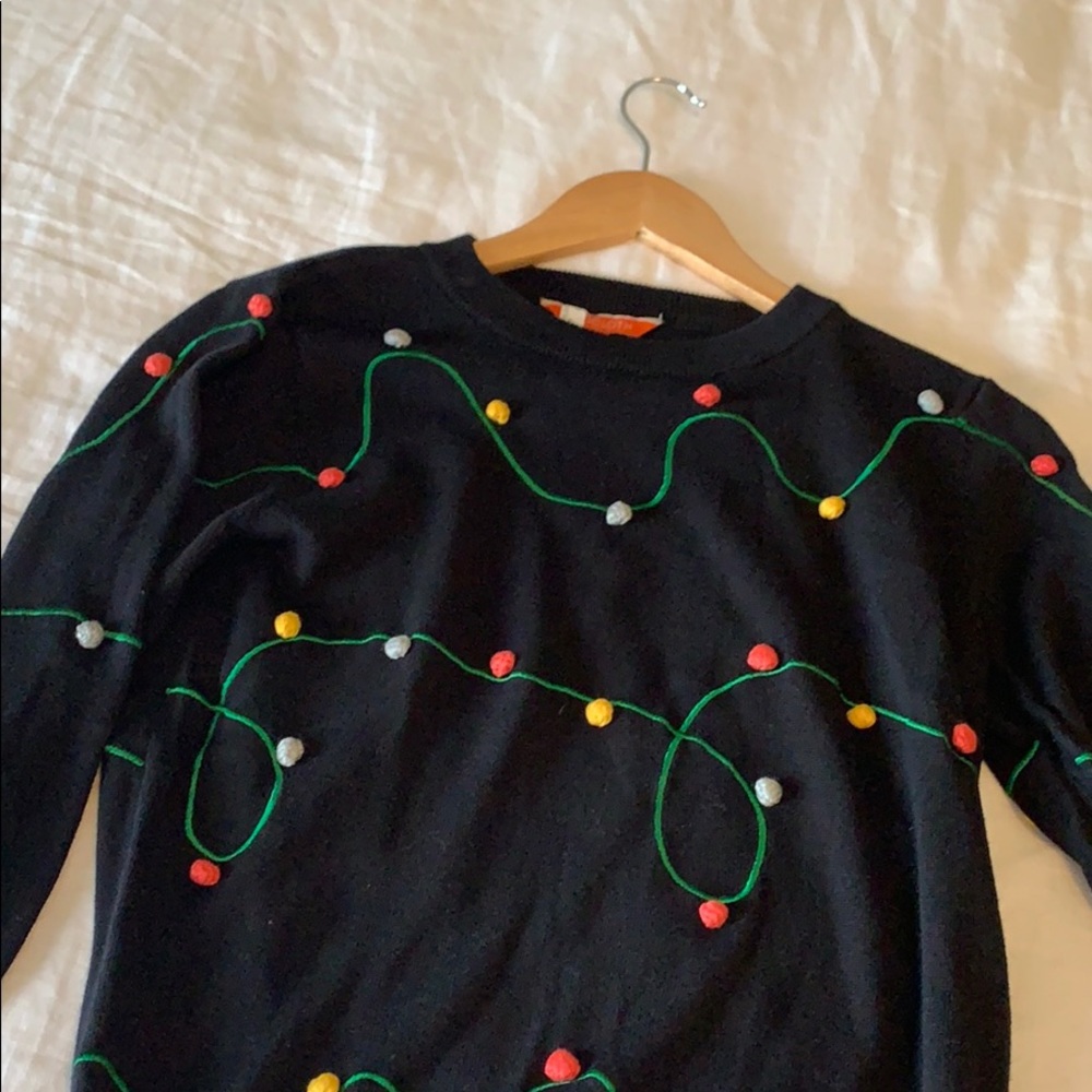 Black Christmas lights sweater